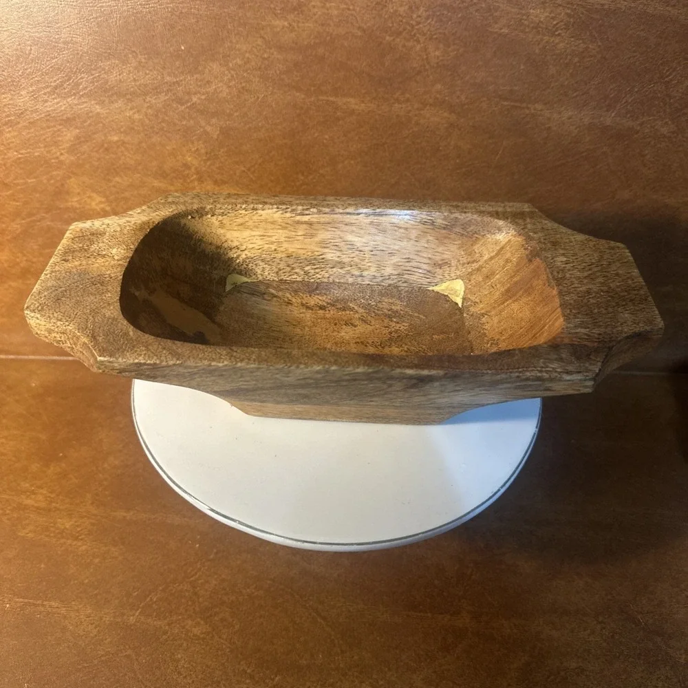 Vintage Rustic Hand Carved Mango Wood Dough/Fruit Bowl 10